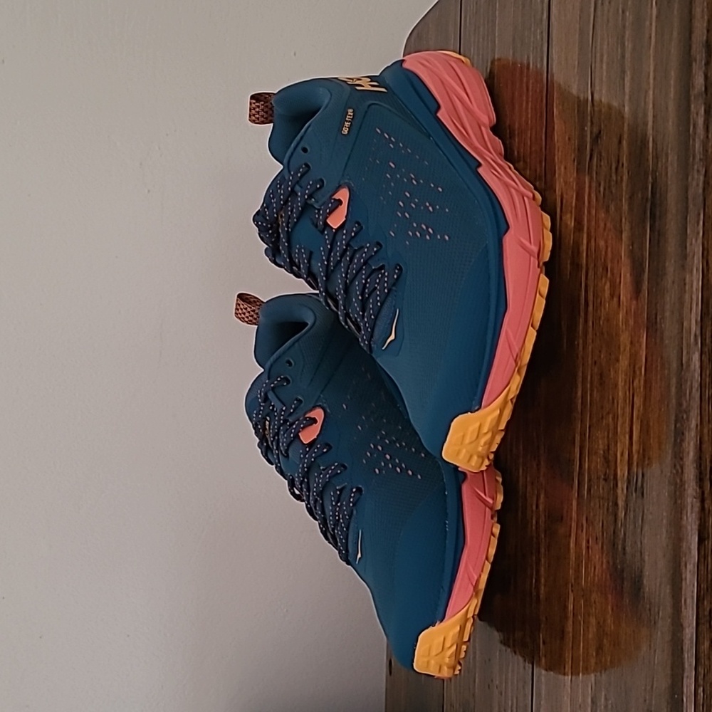 Hoka Women's Trail Shoes in Teal, Coral & Yellow